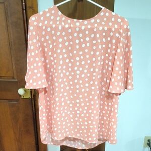 41 Hawthorn Light Orange Polka Dot Flutter Sleeve Top